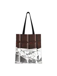 1PC Chocolate Bar Canvas Tote Bag Large Capacity Durable Handbag Machine Washable with Top Single Handle Strap Outdoor Handbag | Trendy Tote Design | Durable Canvas
