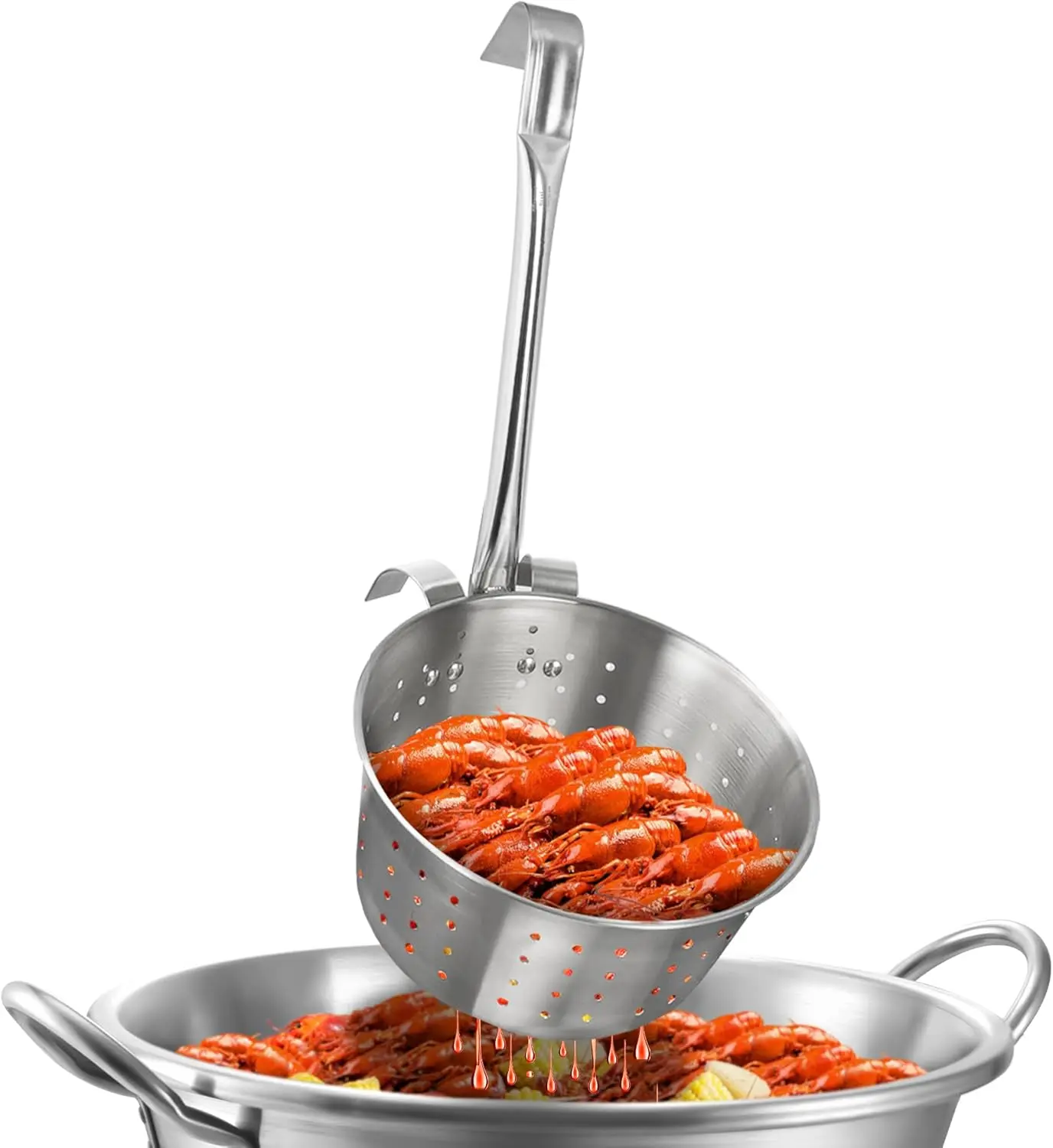 Mexican Para Carnitas Set ,7.4QT Stainless Steel Fry Strainer Basket for Large Cazo Outdoor Wok