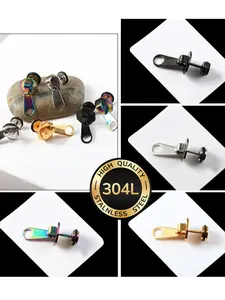 Stainless Steel Zipper Head Stud Earrings, Unisex Gothic Avant-Garde Design, Hypoallergenic & Durable, Ideal for Parties & Daily Use