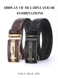 Men's Luxury Business Belt, Crocodile Pattern Automatic Buckle Waistband, High-Quality Casual Fashion Strap, Trendy Belt, All Seasons Wear
