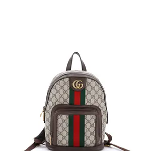 Pre-owned GUCCI Canvas Coated Backpacks Ophidia Backpack GG Coated Canvas and Leather Small by Rebag