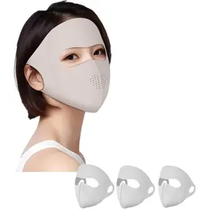 2 Pack Full-Face Face Covering, Women Sun Protection Face Mask, Full Face Sunscreen Mask After Laser Beauty Treatment, Full Face Mask for Covering Facial Allergies, Washable Reusable Multicoloured