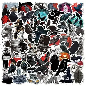 TOOUEE 50 pcs Horror Crow Theme Stickers ,Vinyl Stickers for Water Bottle, Laptop, Scarpbook, Skateboards, Sticker Packs Perfect Gift for Christmas, Birthday & Collectors