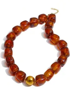 Colorful Beaded Choker Necklace For Women: Boho Large Square Acrylic Beaded Necklace Stainless Steel Adjustable Surfer Beach Strand Necklces Summer Handmade Jewelry Gift For Women