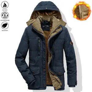 Heavy-duty men’s winter jacket with fleece lining and windproof design — full-zip hooded work coat for camping, skiing, and flying; thick workwear cargo jacket; men’s winter jacket; men’s jacket; jacket for men (winter); men’s winter jacket.