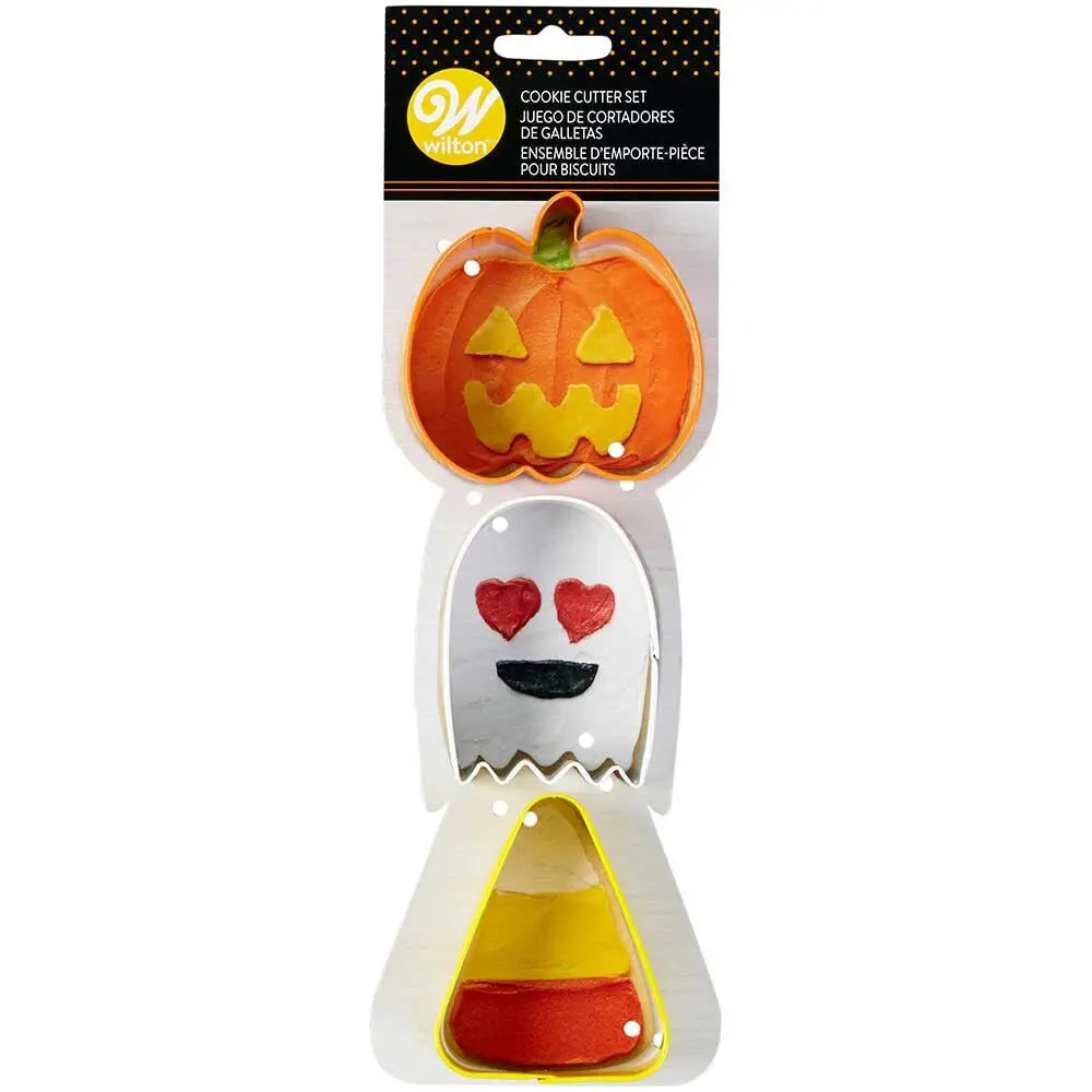 Halloween Cookie Cutter Set – 3 Piece Metal (Pumpkin, Ghost & Candy Corn)
