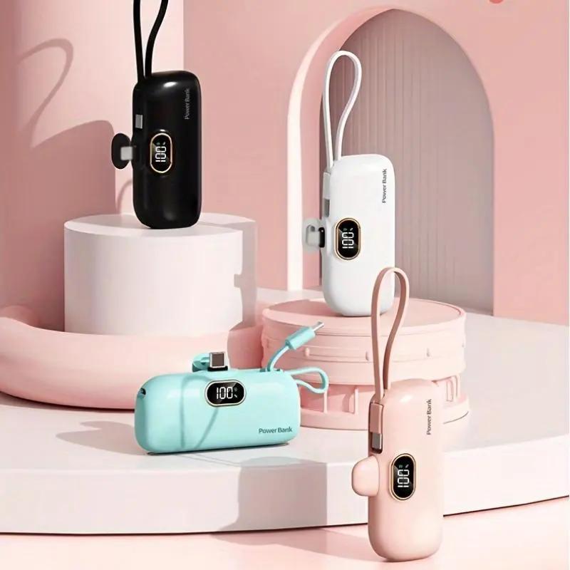 2 in 1 5000mAh 22.5W Mini Portable Charger Power Bank with 3 Output Ports, 5000mAh Fast Charging Battery Pack with LED Display-5000mAh Mini Portable Charger Power Bank for phone, 22.5W Fast Charger with 3-Output and Digital Display, Lightwight and Compact