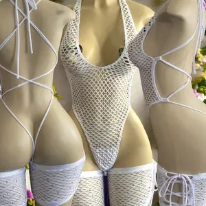 Mimi Y2K Style Bodysuit with Crystal Embellishments and Lace Up Thigh Bands One Size Fits All Made in the US