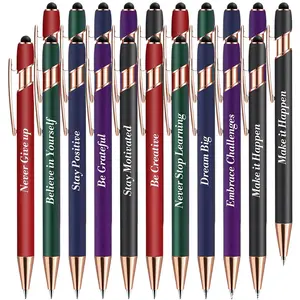 20 Pcs Inspirational Ballpoint Pens, Motivational Ballpoint Pen with Stylus Tip Funny Ink Pens Bulk, Inspirational Gifts for Women Men, Teacher Coworkers Nurse, Office Supplies Black Ink Smooth Writing Pens, Stationery Supplies