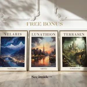 Sarah J Maas Poster Set 3 Acotar Crescent City Throne of Glass Wall Art Booklover Bonus Gift Unframed 5 size, 8x12 to 27x40 inch