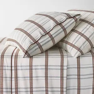 300 Thread Count Contrast Merrow Edge Plaid Sheet Set - Threshold designed with Studio McGee 300 Thread Count Contrast Merrow Edge Plaid Sheet Set - Threshold designed with Studio McGee