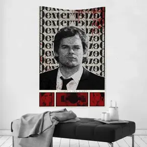 D-Dexter's Movie Morgan Print Tapestry, Light Home Textile with Bright Colors, Home Decor Wall Cloth for Room Decoration and Party Hanging Background, American Flag Tapestry Decor, Banner Gift for Fans