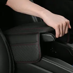 Car Armrest Box, Universal PU Leather Car Armrest Cushion with Pocket, Elbow Support Armrest Storage Car Armrest Pad, Anti Scratch Protective Pad