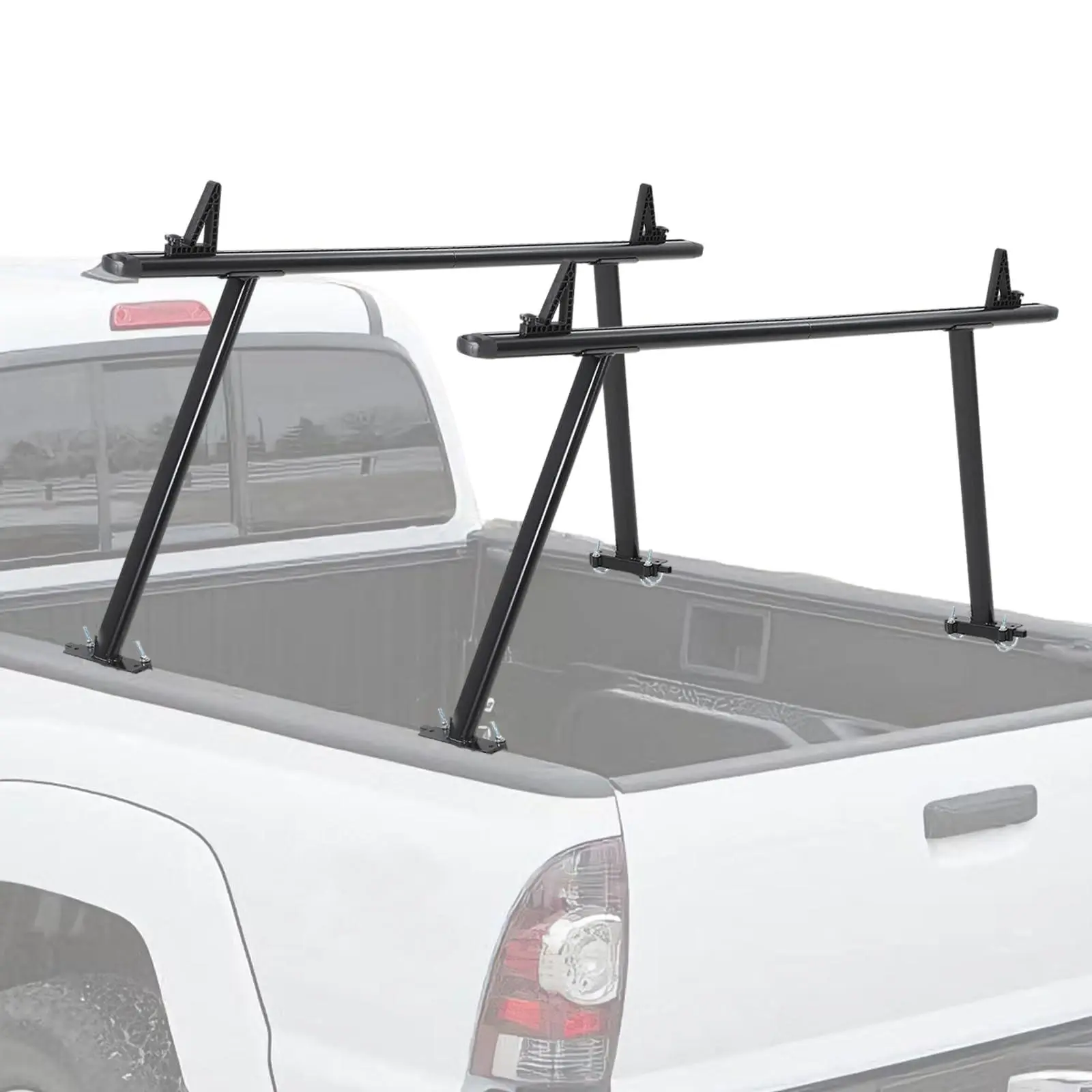 GARVEE Truck Rack, 35-71in Adjustable Width Ladder Rack for Truck, Aluminum 1000 Lbs Capacity with 8 Non-Drilling j-Bolt, Iron Leg, Heavy Duty Truck Bed Rack Two-Bar Set for Kayak, Surfboard, Lumber, Ladder