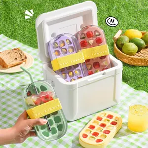 Ice Cube Bottle,2026 New Vertical Ice Cube Bottle,Touch-Free Ice Cube Tray Water Bottle,Reusable Whiskey Balls Making Supplies,Cute Ice Tray for Drinks Coffee Freezer Juice Beverage (800ML)