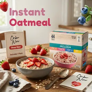 Fruit and Cream Instant Oatmeal Variety Pack Single Serve Breakfast Packets Quick Hot Cereal Meal Assorted Flavors 44 Count Box