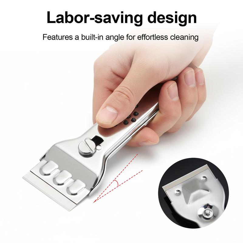 Razor Blade Scraper Tool, for Glass Ceramic and Induction Cooktops Glass Cooktop Stove Scraper with 5PCS Replacement Accessories for Glass Clean,Paint,Old Label,Decal Sticker,Adhesive Remover