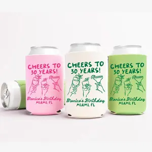 Cheers to 30 Years Birthday Can Cooler - Custom Birthday Party Favors - Personalized Cozies in Regular and Slim Size