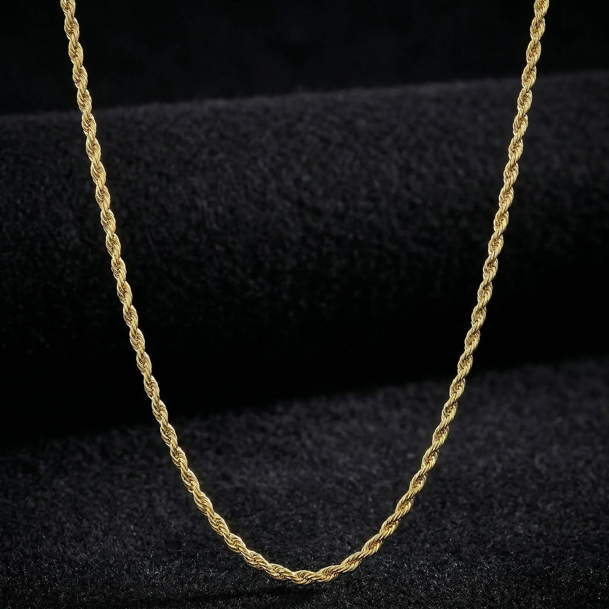 3mm Stainless Steel 18k Gold Plated Rope Chain For Women and Men, Waterproof