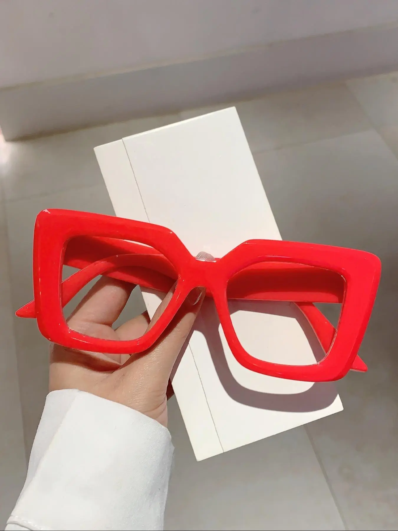 1Pc Women New Square Large Frame Glasses Jelly Color Fashion Trends Multicolour Green Glasses Decorative Glasses For Daily Travel Stylish Glasses Square Frame Eyeglasses Stylish Trendy Eyewear Casual Stylish Glasses