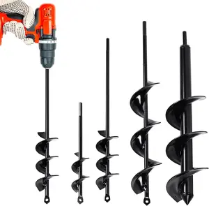 Auger Drill Bit for Planting 4 Pack, Garden Ground Earth Spiral 3/8" Hex Drive Drill, Easy Bulb  Hole Digger , Metal Bedding Digging  Rapid Planter Tool