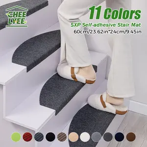 12-Piece Self-Adhesive Half-Round Stair Mats, Non-Slip Anti-Fall Thickened 4mm, Indoor Use for Home & Commercial Stairs, 23.62x9.45in