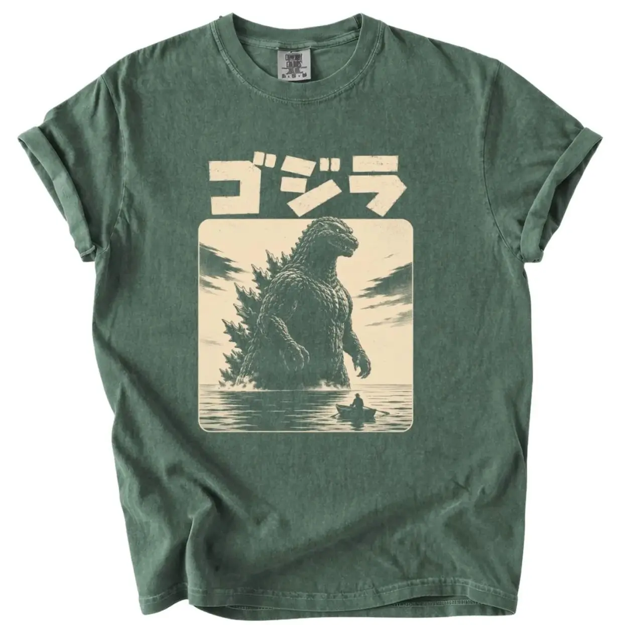 Retro Giant Creature Graphic T-Shirt, Monster Art Tee, Soft Cotton Unisex Streetwear Casual Fashion Top