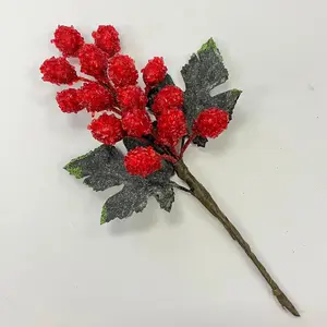 Royal Beaded Grape Sugar Faux Fruit Cluster Christmas Stem Pic  - Available In 2 Colors