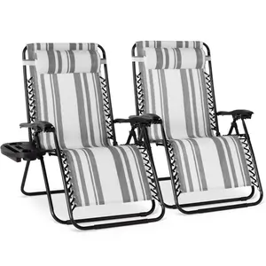 Best Choice Products Set of 2 Extra Wide Zero Gravity Lounge Chair Recliners w/ Cup Holder