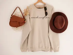 Washington Sweatshirt Seattle Crewneck Pacific Northwest Pullover PNW Sweater West Coast Hoodie Cursive WA State Shirt Trendy Women Home Tee