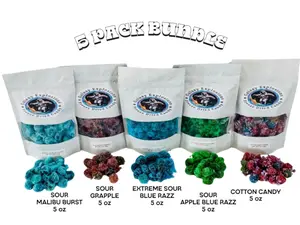 5 - Pack Gushie Bundle • 5 - 5 oz Bags • Candy  Sweet Bonbon Snack Cotton Sour Grape Apple