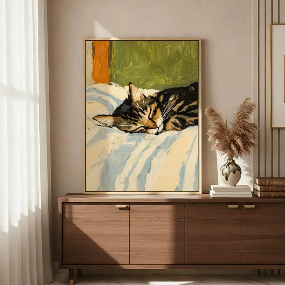 Sleeping Tuxedo Cat Poster Sticky Waterproof Wall Art – High-Definition, Durable & Easy-to-Apply Print for Home, Bedroom & Living Room Décor – Trendy, Aesthetic Room Decoration in Multiple Sizes – Perfect Gift