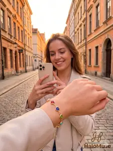 Dopamine Dream: Colorful Heart Bracelet  Y2K Aesthetic Multi-Stone Chain | Vibrant Summer Style
