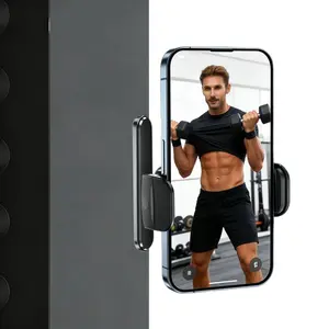 Gym Magnetic Phone Holder, All Metal Magnet Base Phone Mount for Gym Equipment, Tractor, Refrigerator, Forklift, or Any Ferrous Metal Surface, Compatible with All Smartphones