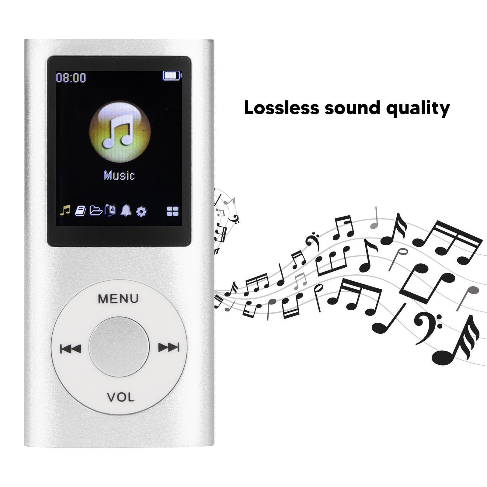 MP3 Player,MP3 Music Player Stylish Multifunctional Lossless Sound Slim 1.8 Inch LCD Screen Portable MP3 Music Player (Sliver or pink)