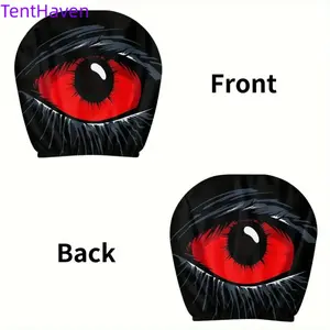 2 Pcs Red Devil's Eye Car Seat Headrest Covers - Red and Black Gothic Design, Washable, Compatible with General Motors Vehicles