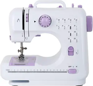 Portable Sewing Machine Mini Electric Household Crafting Mending Sewing Machines Multi-Purpose 12 Built-in Stitches with Foot Pedal for Home Sewing, Beginners(Purple)