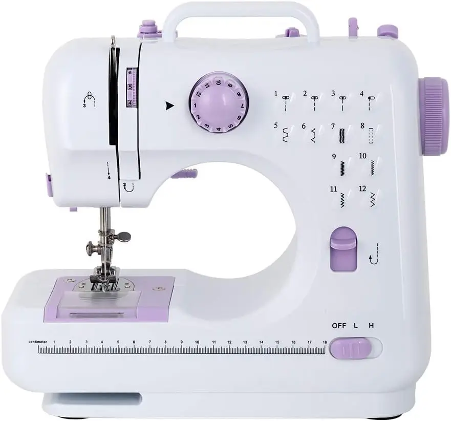 Portable Sewing Machine Mini Electric Household Crafting Mending Sewing Machines Multi-Purpose 12 Built-in Stitches with Foot Pedal for Home Sewing, Beginners(Purple)