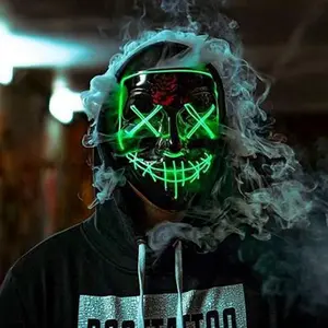 LED Halloween Mask Luminous Glow In The Dark Mascaras Halloween Party Costume Cosplay Masques Horror Props Neon light Masquerade