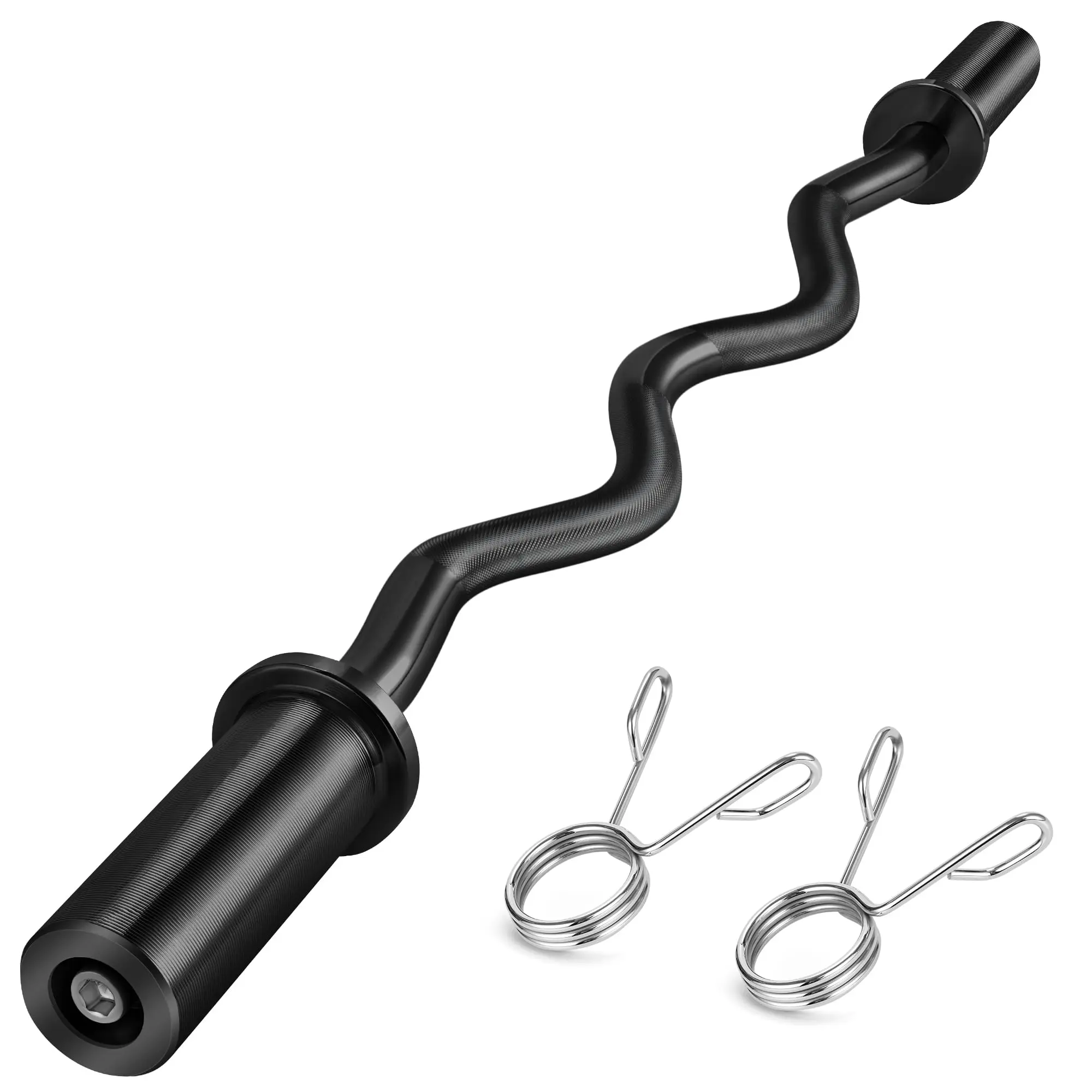 47” Olympic EZ Curl Barbell, 380 LBS Max Load, Wrist-Friendly Arm Workout Bar