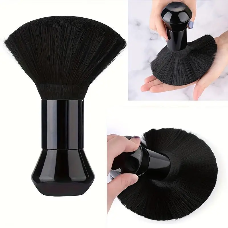 Professional Barber Neck Duster Brush, Hair Cutting Sweep Brush, Salon Styling Hairbrush Tools, 1pc Black Hair Cleaning Brush for Hairdressers, Antistatic Barber Shop Neck Dusting Brush, Soft Cleansing With Brush