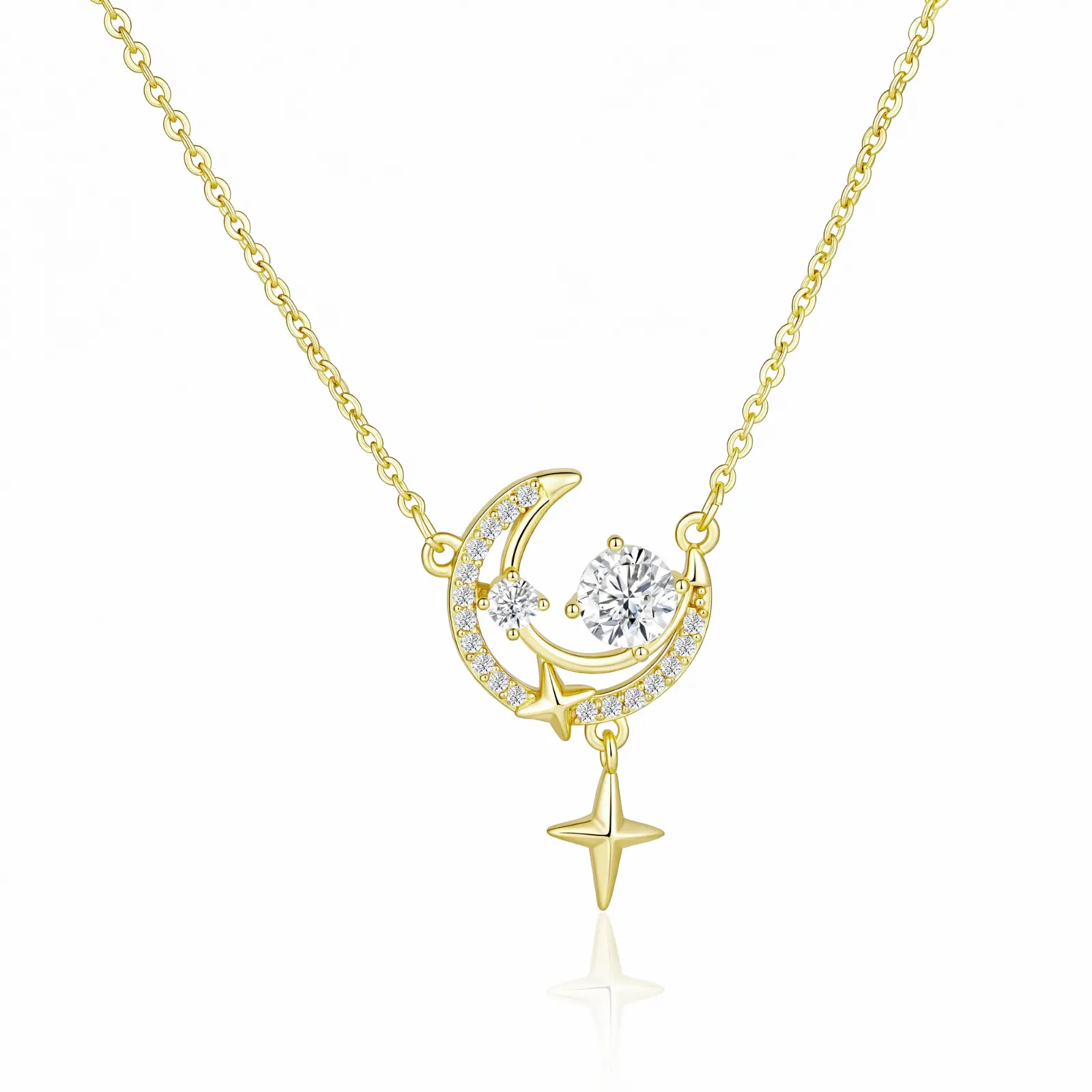 Sparkling star & moon necklace , hypoallergenic and adjustable. For all who love celestial magic, an ideal Valentine's gift for love and dreams.