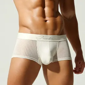 Men's Low-Rise Mesh Boxer Briefs - Stylish Youth-Style Breathable Plain Menswear Underwear for Comfortable Everyday Wear, Ideal for Socksguys Gifts Suits