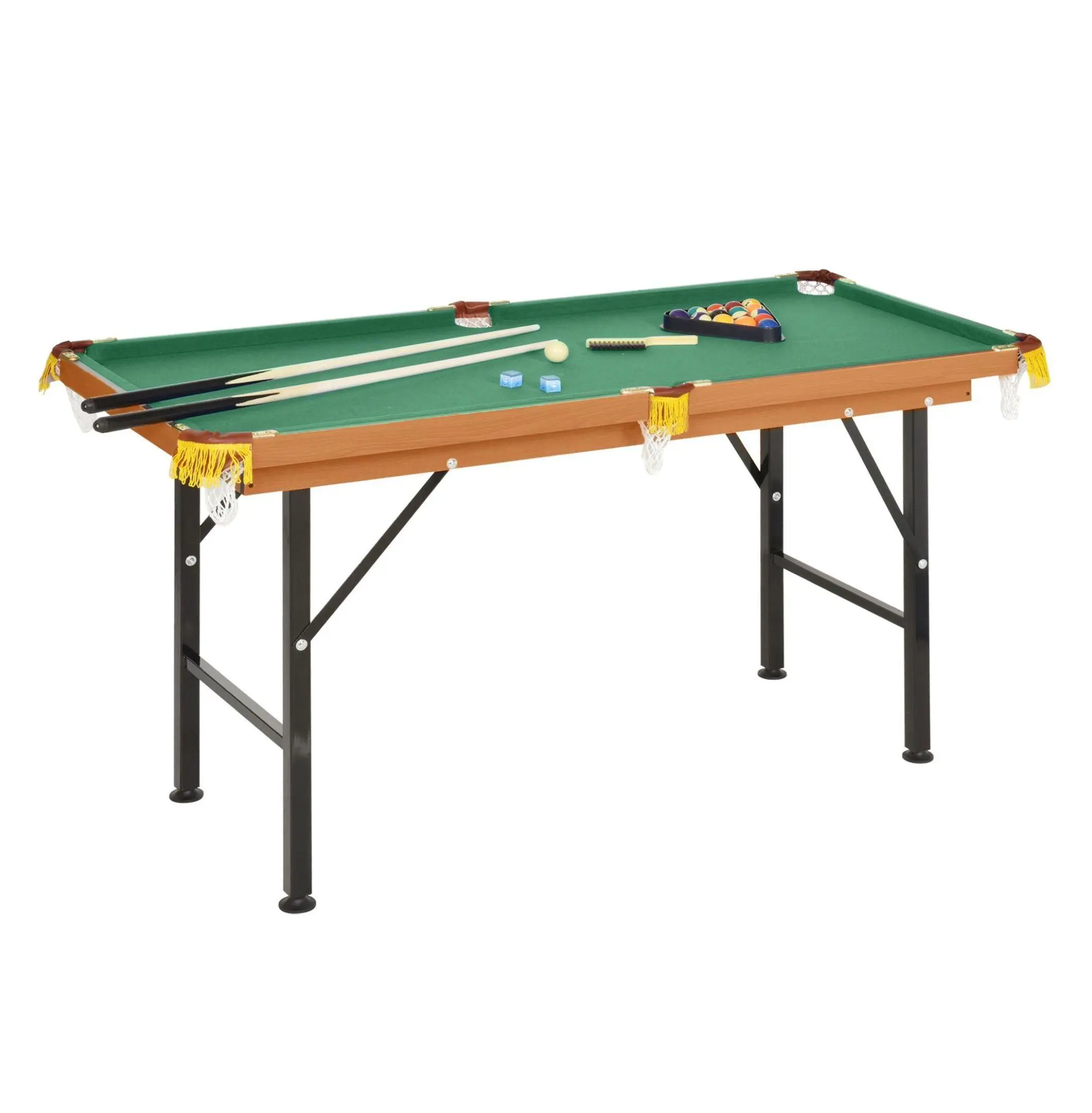 55" Portable Folding Pool Table Set - Mini Billiards Table for Family Game Night - Includes Cues, Balls, Rack & Chalk - Space Saving Design Default Title