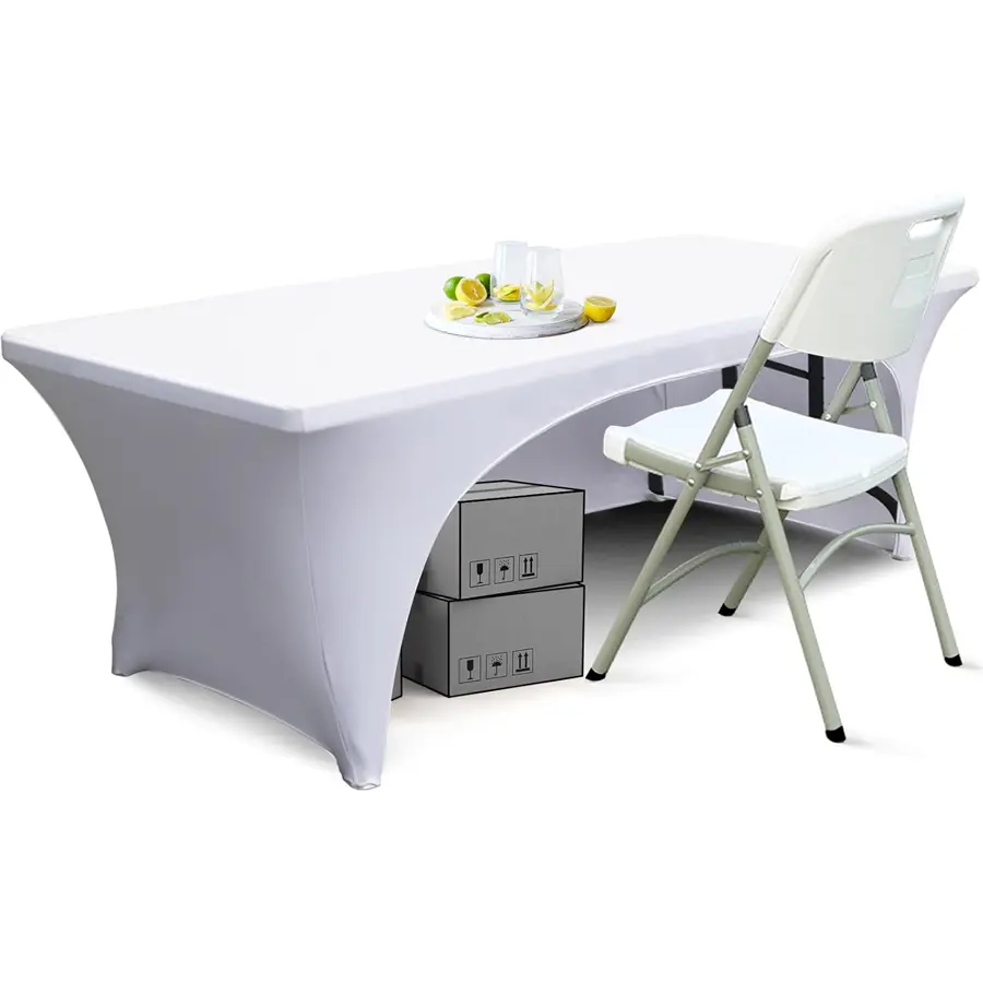 6FT Stretchy Spandex Tablecloth for Rectangular Tables, Open Back, Table Shape-Fitting, Machine Washable, Ideal for Outdoor Barbecues, Parties, Weddings