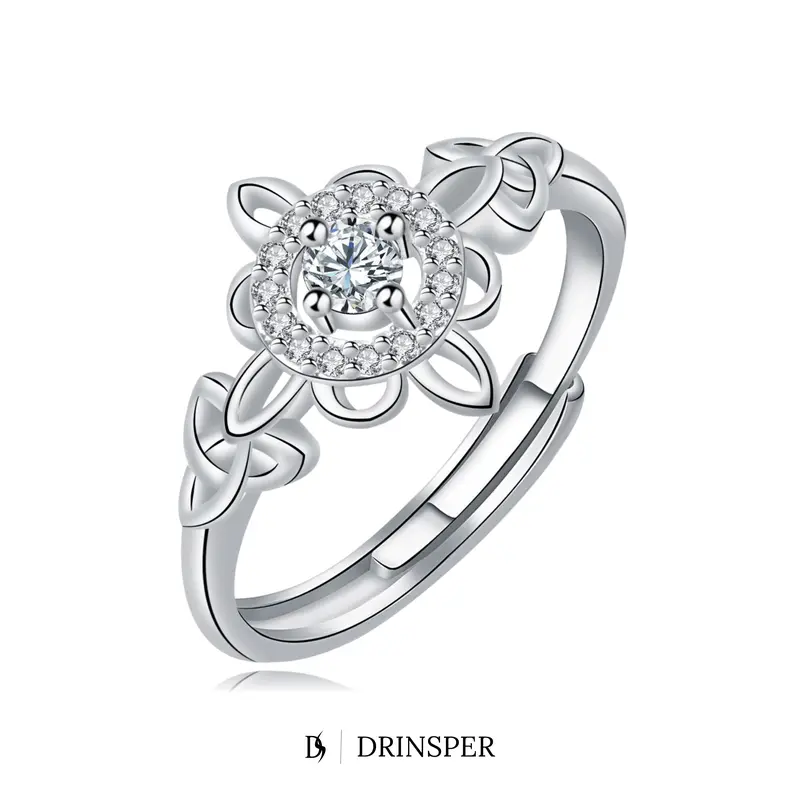 DRINSPER Women's Witch's Knot Birthstone Synthetic Zircon Copper Band Ring - Hecate Celtic Knot Vintage Gothic Decorated Witchy Jewelry, Everyday Wear Costume Accessory Gift, Band Rings