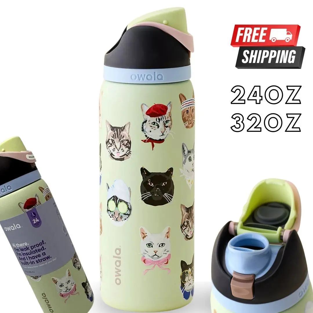 Owala Freesip 24/32oz Cat Collage Limited UO Urban Outfitters Exclusive Bottle