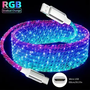 New Starry Sky LED Multi-Color Fast Charging Line 80w USB Android Cellphone Data Cable, Power Delivery, Multiple Device Charging, Durable Connector