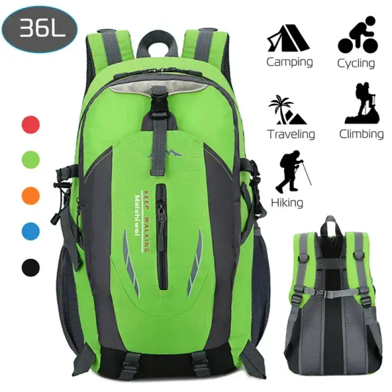 Waterproof 36L Travel Backpack, Outdoor Hiking Daypack, Camping Knapsack, Large Capacity Backpack for Picnic, School & Spring Summer Travel