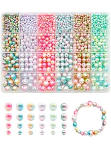 1 Box Colorful Pearl Beads For Threading, 4/6/8/10mm Jewelry Making Kit Pearls Beads For Bracelets Necklace Jewelry Making Craft Decor